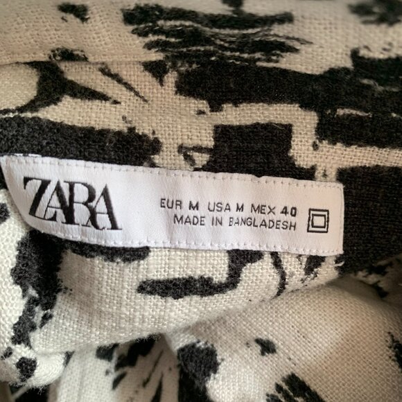 ZARA BLACK AND WHITE MENS BUTTON DOWN SHIRT SHORT SLEEVE SIZE M 80% VISCOSE 20% - Picture 8 of 8